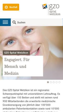 Vorschau der mobilen Webseite www.gzo.ch, Gesundheitsversorgung Zürcher Oberland - Spital Wetzikon