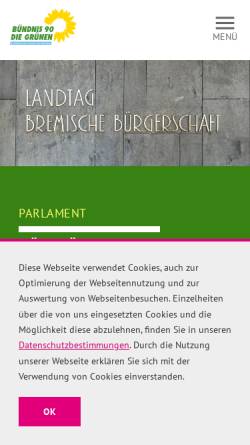 Vorschau der mobilen Webseite www.gruene-fraktion-bremen.de, Bündnis 90/Die Grünen Bürgerschaftsfraktion Bremen