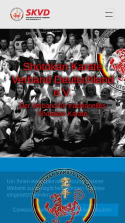 Vorschau der mobilen Webseite www.skvd.de, Shotokan Karate Verband Deutschland e.V.