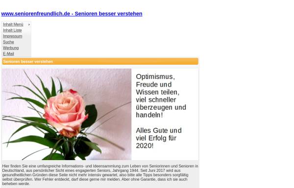 Vorschau von www.seniorenfreundlich.de, Seniorenfreundliche Produkte und Dienstleistungen in Deutschland