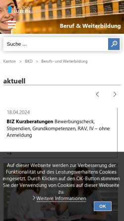 Vorschau der mobilen Webseite beruf.lu.ch, Amt für Berufsbildung des Kantons Luzern