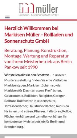Vorschau der mobilen Webseite www.markisen-mueller.de, markisen-mueller