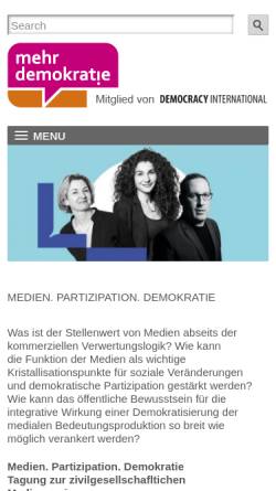 Vorschau der mobilen Webseite www.mehr-demokratie.at, Mehr direkte Demokratie in Österreich
