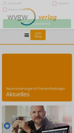 Vorschau der mobilen Webseite www.wvgw.de, WVGW Wirtschafts- und Verlagsgesellschaft Gas und Wasser mbH