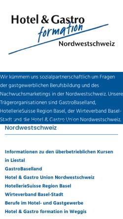 Vorschau der mobilen Webseite www.hotelgastro-basel.ch, Hotel & Gastro formation Lehrbetriebsverzeichnis