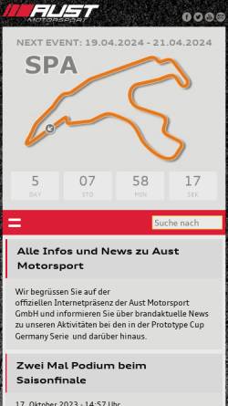 Vorschau der mobilen Webseite www.aust-motorsport.de, Aust Motorsport