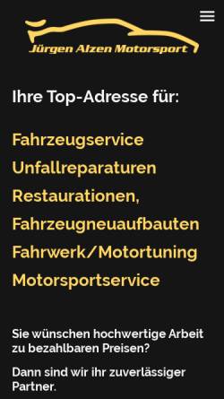 Vorschau der mobilen Webseite www.juergen-alzen-motorsport.de, Jürgen Alzen Motorsport