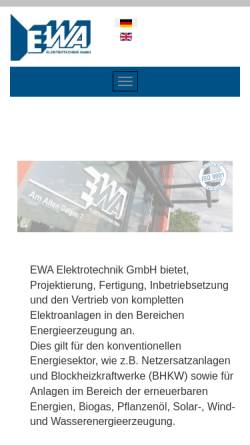 Vorschau der mobilen Webseite www.ewagmbh.de, EWA Elektrotechnik GmbH
