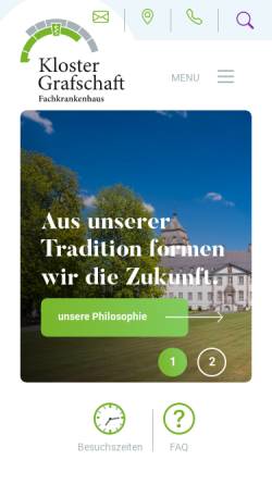 Vorschau der mobilen Webseite www.krankenhaus-klostergrafschaft.de, Fachkrankenhaus Kloster Grafschaft in Schmallenberg