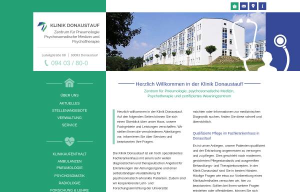 Vorschau von www.klinikum-donaustauf.de, Klinik Donaustauf Zentrum für Pneumologie, Psychosomatische Medizin und Psychotherapie