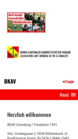 Vorschau der mobilen Webseite www.bkav.ch, Berner Kantonaler Armbrustschützen Verband