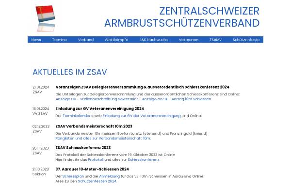 Vorschau von www.zsav.ch, Zentralschweizer Armbrustschützen Verband