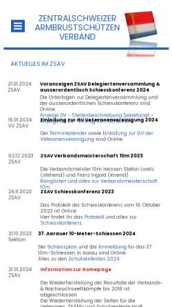 Vorschau der mobilen Webseite www.zsav.ch, Zentralschweizer Armbrustschützen Verband
