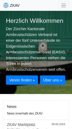 Vorschau der mobilen Webseite www.zkav.ch, Zürcher Kantonaler Armbrustschützen Verband