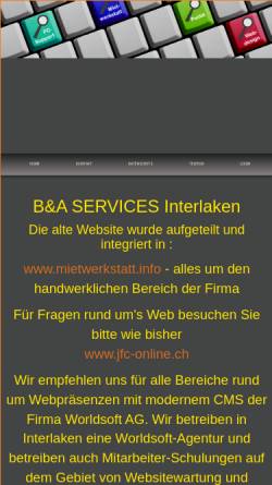 Vorschau der mobilen Webseite xxxx.li, B&A Services Franz Christ