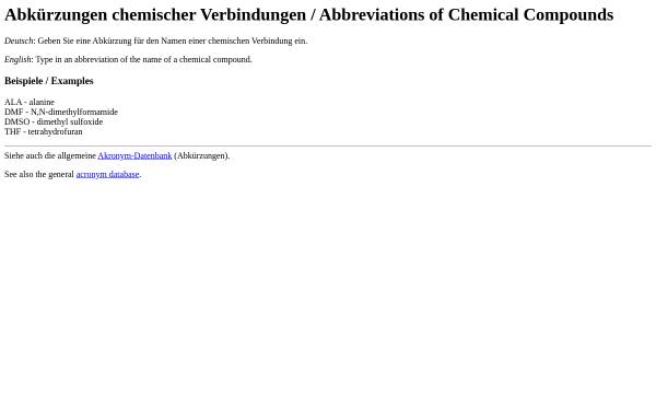 Abbreviations of Chemical Compounds