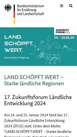 Vorschau der mobilen Webseite www.zukunftsforum-laendliche-entwicklung.de, Zukunftsforum Ländliche Entwicklung