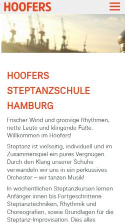 Vorschau der mobilen Webseite www.hoofers.de, Steptanzschule Hoofers