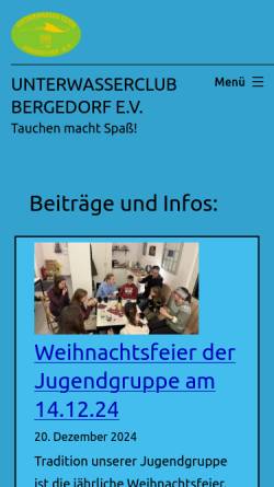 Vorschau der mobilen Webseite ucb-hamburg.de, Unterwasserclub Bergedorf