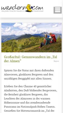 Vorschau der mobilen Webseite www.wandern.com, Wandern in Österreich