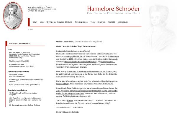 Vorschau von www.menschenrechte-frauen.de, Hannelore Schröder, feministische Politikwissenschaftlerin