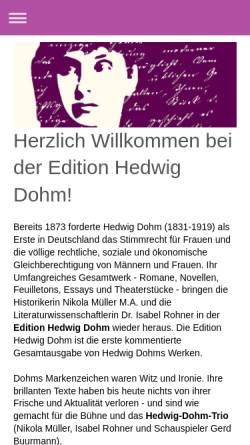 Vorschau der mobilen Webseite hedwigdohm.de, Hedwig Dohm