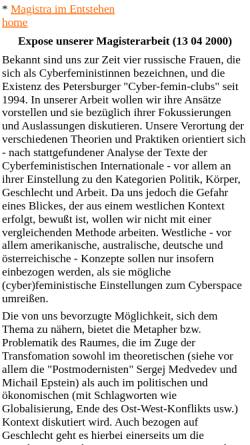 Vorschau der mobilen Webseite cyberfemin.janakorb.de, Kiberfeminizm