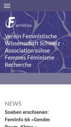 Vorschau der mobilen Webseite www.femwiss.ch, Verein Feministische Wissenschaft Schweiz
