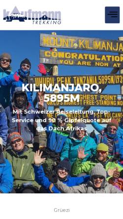 Vorschau der mobilen Webseite kilimanjaro-trekking.ch, Kaufmann Trekking