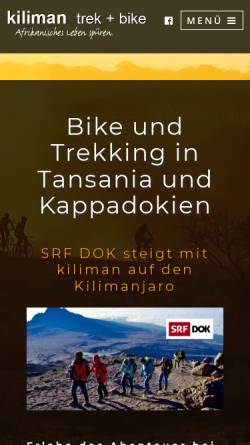 Vorschau der mobilen Webseite www.kiliman.ch, Kiliman trek + bike