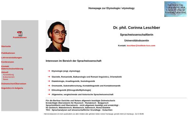 Vorschau von www.etymology.de, Leschber, Dr. phil. Corinna