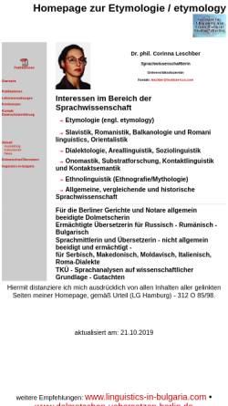 Vorschau der mobilen Webseite www.etymology.de, Leschber, Dr. phil. Corinna