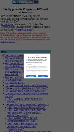 Vorschau der mobilen Webseite www.dvddemystifiziert.de, DVD FAQ