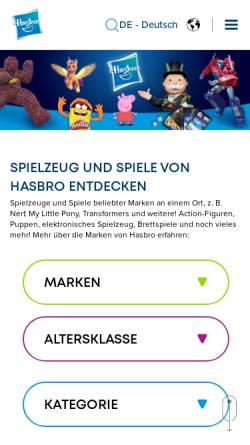 Vorschau der mobilen Webseite www.hasbro.de, Hasbro Deutschland GmbH