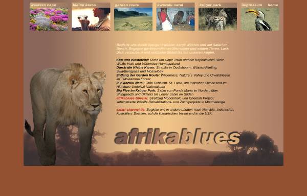 Vorschau von www.afrikablues.de, Afrikablues - Reise in Südafrika [Linda Drasal & Johann Sedlbauer]