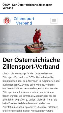 Vorschau der mobilen Webseite www.zillensport.at, ÖZSV - Verband für Zillenfahren und den Zillensport in Österreich