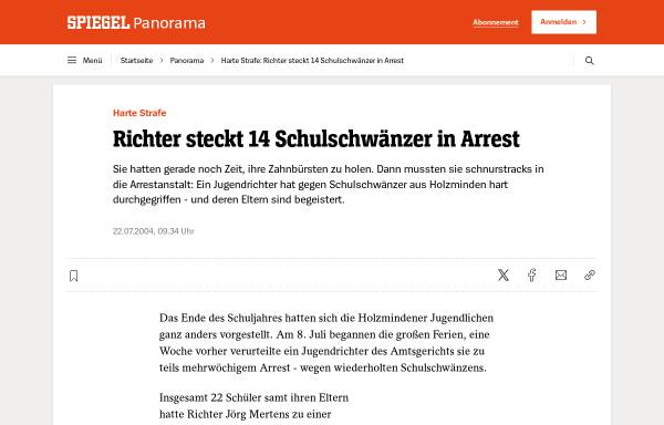 Vorschau von www.spiegel.de, Der Spiegel: Richter steckt 14 Schulschwänzer in Arrest