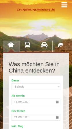 Vorschau der mobilen Webseite www.chinarundreisen.de, China Rundreisen