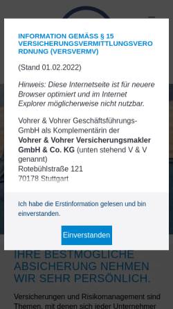 Vorschau der mobilen Webseite www.vohrerundvohrer.de, Vohrer & Vohrer Versicherungsmakler