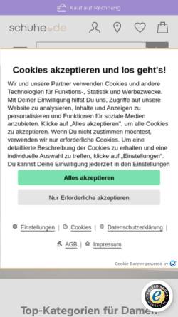 Vorschau der mobilen Webseite www.schuhe.de, Schuhe.de