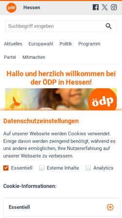 Vorschau der mobilen Webseite www.oedp-hessen.de, ÖDP Hessen