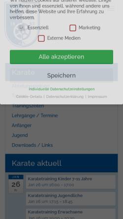 Vorschau der mobilen Webseite tsg-muenster.de, Karate-Dojo der TSG-Münster, Kelkheim
