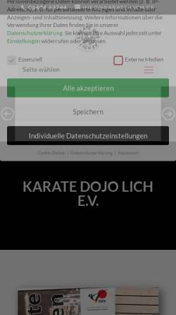 Vorschau der mobilen Webseite www.karate-lich.de, Karate-Dojo Lich
