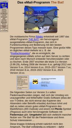 Vorschau der mobilen Webseite www.fledermauskunde.de, Das eMail-Programm The Bat!