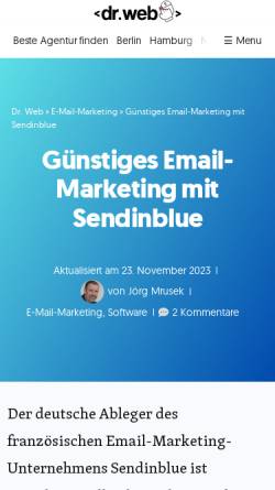 Vorschau der mobilen Webseite www.drweb.de, Smartes E-Mailwerkzeug mit Profifunktionen
