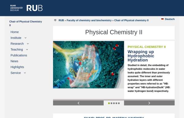 Vorschau von www.ruhr-uni-bochum.de, Lehrstuhl für Physikalische Chemie II an der Ruhr-Universität Bochum