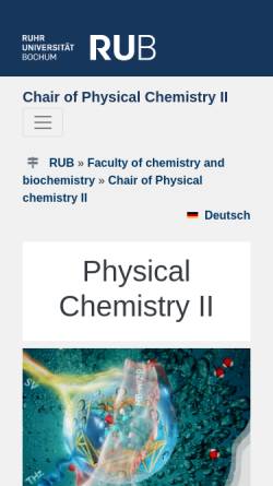 Vorschau der mobilen Webseite www.ruhr-uni-bochum.de, Lehrstuhl für Physikalische Chemie II an der Ruhr-Universität Bochum