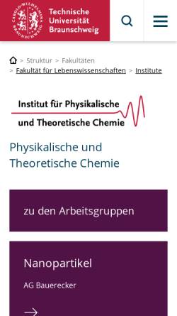Vorschau der mobilen Webseite www.tu-braunschweig.de, Molekülspektroskopie und Quantenchemie.