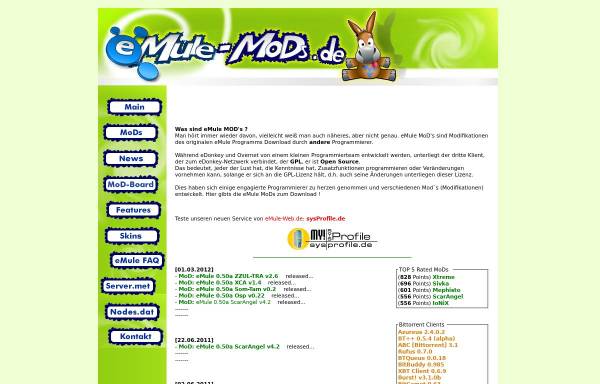 Vorschau von www.emule-mods.de, eMule MoDs