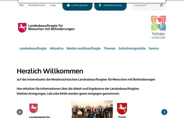 Vorschau von www.behindertenbeauftragter-niedersachsen.de, Behindertenbeauftragter des Landes Niedersachsen